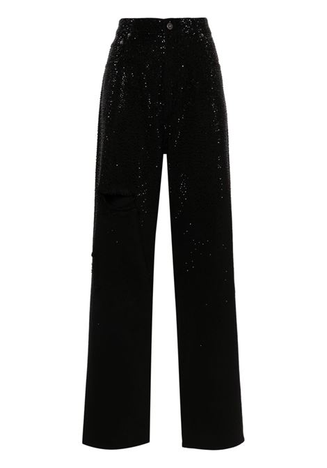 Black crystal-embellished tapered jeans - GOLDEN GOOSE women